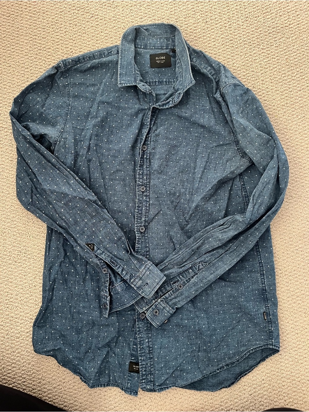 Globe Men's Blue Dot-Print Button-Down Shirt